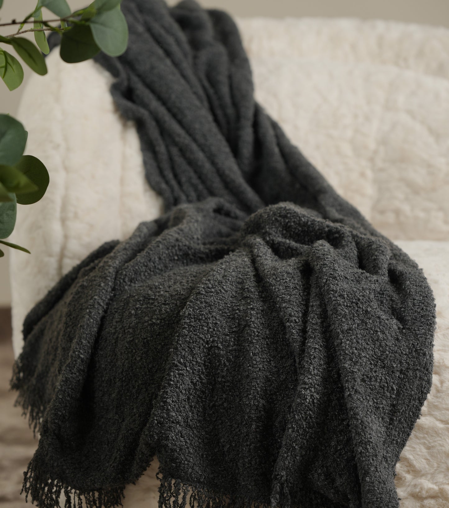 Sofa throw grey textured