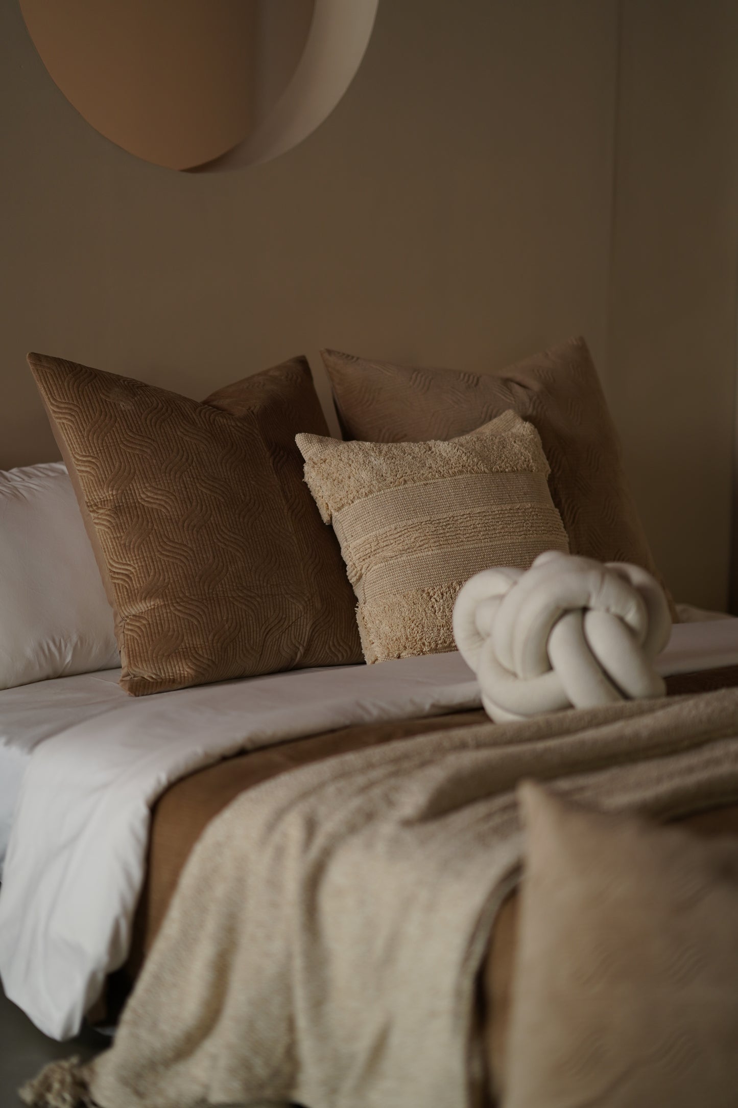 Bed Throw Off white Textured