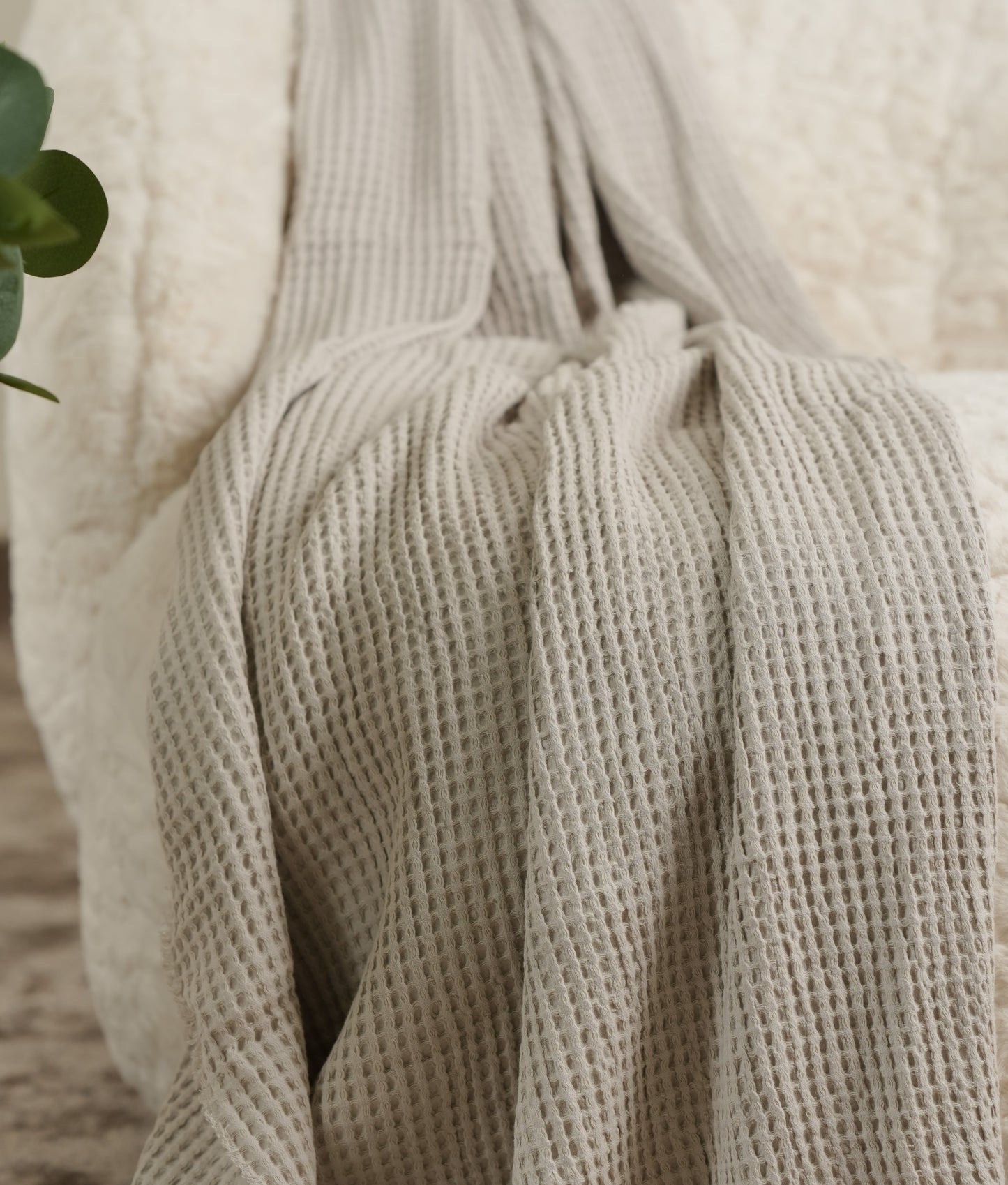 Bed Throw-Waffle grey